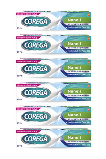 Corega Süper Protez Yapıştırıcı Naneli Krem 40 gr 6 Adet
