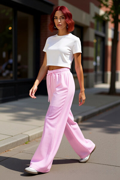 PayBuy Women's Linen Look Wide Leg Pants Functional Durable Quality Comfortable Aesthetic Stylish