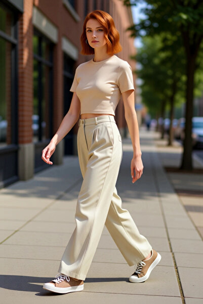 PayBuy Women's Wide Leg Pleated Woven Trousers Functional Durable Quality Comfortable Aesthetic Sports