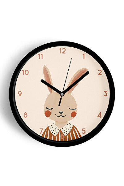 JHAAR ساعة حائط حديثة لغرفة الأطفال على شكل أرنب لطيف وأنيق - 30 سم - هيكل أس...