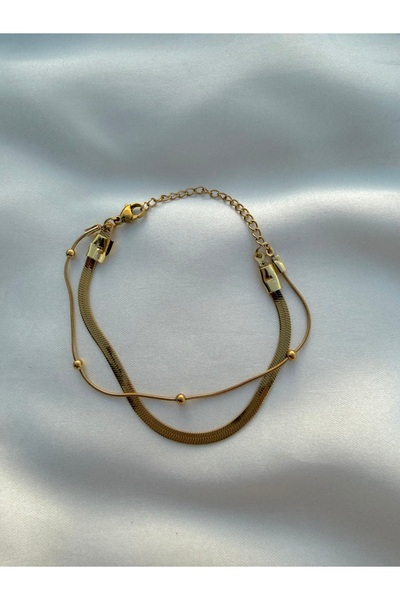 Eylülün Takısı Women's Gold Color Double Chain Bracelet