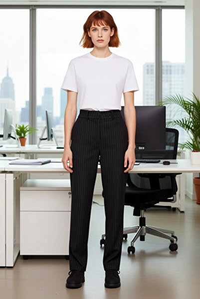 PayBuy Women's Striped High Waist Straight Cut Pants Functional Durable Quality Comfortable Stylish