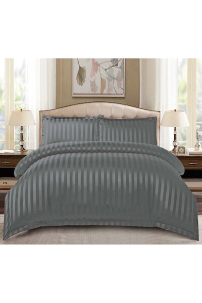 MHR Damask Bed Linen 4-piece Set for 2, Fitted Sheet 180x200, Duvet Cover 200x230, 2 Pillowcases 55x80,