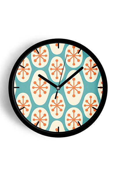 JHAAR ساعة حائط بتصميم عصري - 42 سم - هيكل أسود مع زجاج أمامي - آلية صامتة