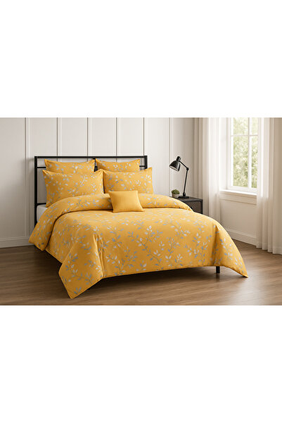 Casa Pucioasa 6 Piece Bed Linen - High Class Extra Fine Cotton, Yellow Floral Pattern,