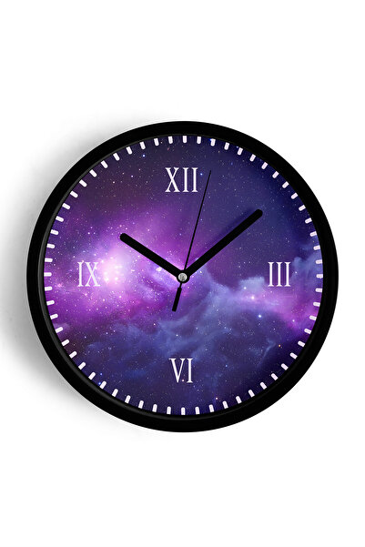 JHAAR ساعة حائط بتصميم عصري مجردة مع نجوم - 25 سم - هيكل أسود مع زجاج أمامي -...