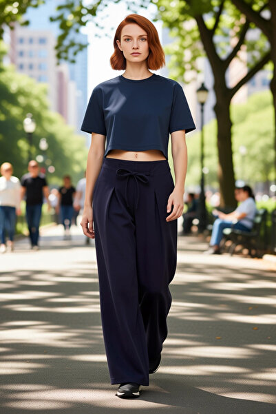 PayBuy Women's Wide Leg Pleated Knitted Pants Functional Durable Quality Comfortable Aesthetic Sports