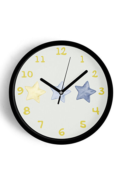 JHAAR Ceas de perete pentru camera copiilor cu stele colorate - 25 cm - Carca...