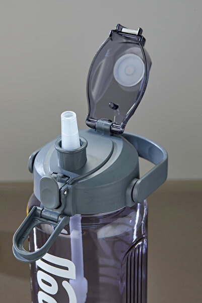 espashome Sports Water Bottle - 1000 ml with Straw, Lockable Lid, Water Leak-Proof Design - Gray