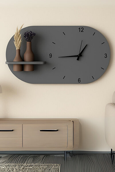 Nera Tasarım Modern Tasarım Raflı Nera Duvar Saati 60x35