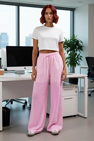 PayBuy Women's Linen Look Wide Leg Pants Functional Durable Quality Comfortable Aesthetic Stylish