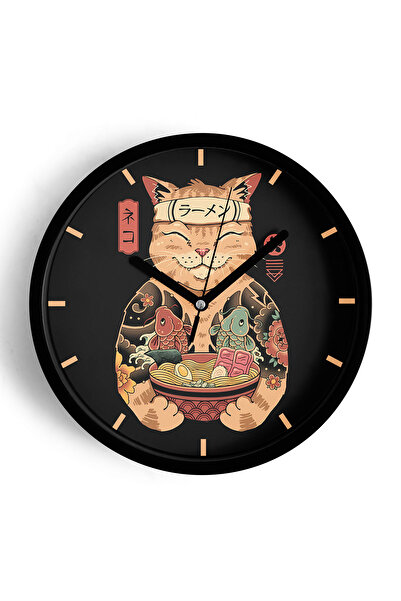 JHAAR ساعة حائط بتصميم عصري من كيتي رامين - 35 سم - هيكل أسود مع زجاج أمامي -...