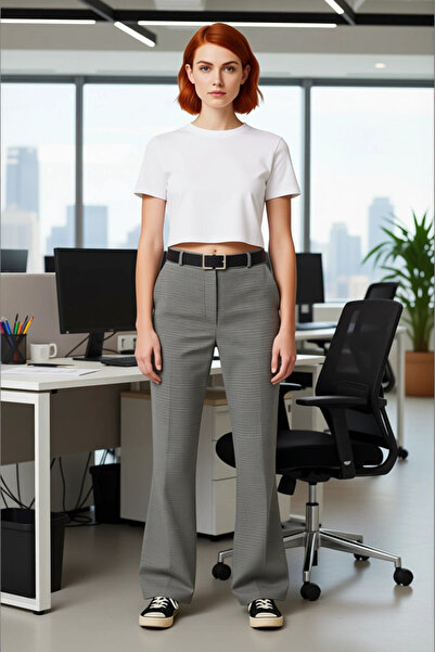 PayBuy Women's High Waist Plaid Pattern Flare Pants Functional Durable Quality Comfortable Sports