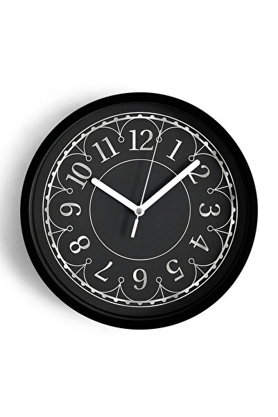 JHAAR Ceas de perete modern cu tematică vintage - 35 cm - Carcasă neagră cu s...