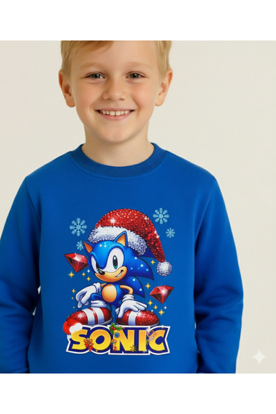 LİTTLE TORTOİSE Boy's Christmas New Year Printed 3 Thread Fleece-Lined Winter Sweatshirt / Tracksuit Set