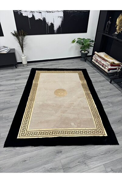 Neşem Halı Boutique ÖZEL TASARIM DERİ HALI SİYAH GOLD VİZON