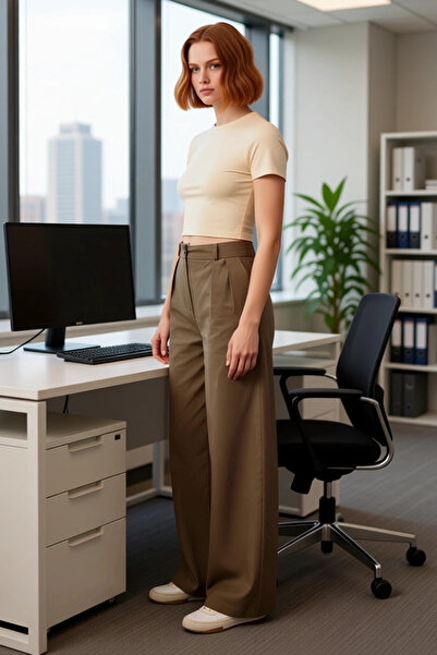 PayBuy Women's Gabardine High Waist Wide Leg Pants Functional Durable Quality Comfortable Sports