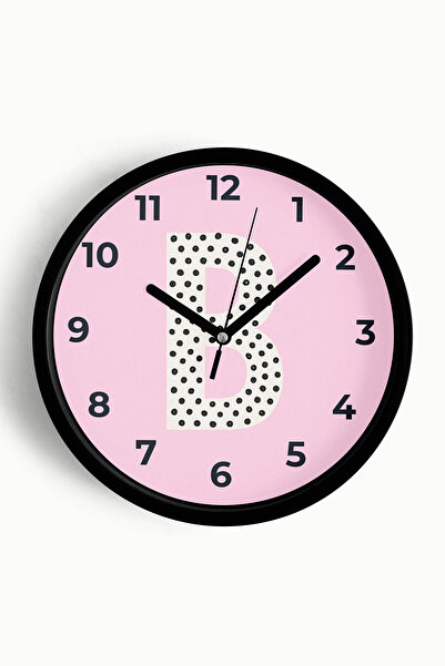 JHAAR Ceas de perete pentru camera fetelor cu litera B - 42cm - Carcasă neagr...