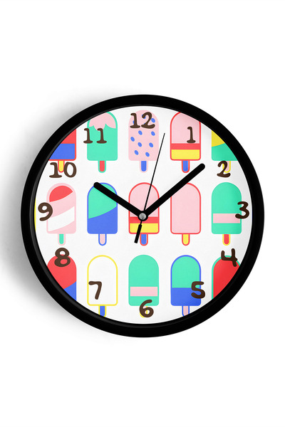 JHAAR Ceas de perete pentru camera copiilor cu design modern, cu înghețată - ...