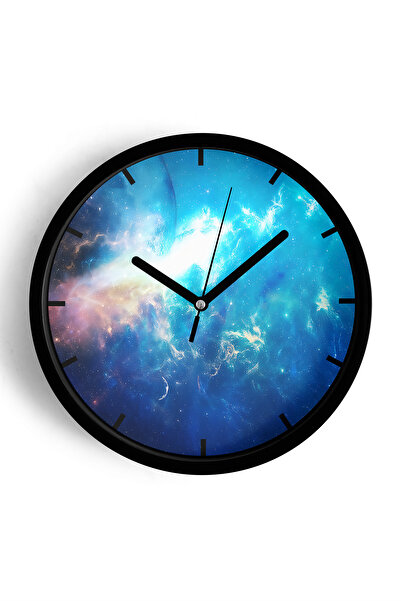 JHAAR Ceas de perete cu design modern Star Dust - 30 cm - Carcasă neagră cu s...