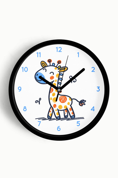JHAAR Ceas de perete pentru camera copiilor cu ilustrație cu girafă drăguță -...