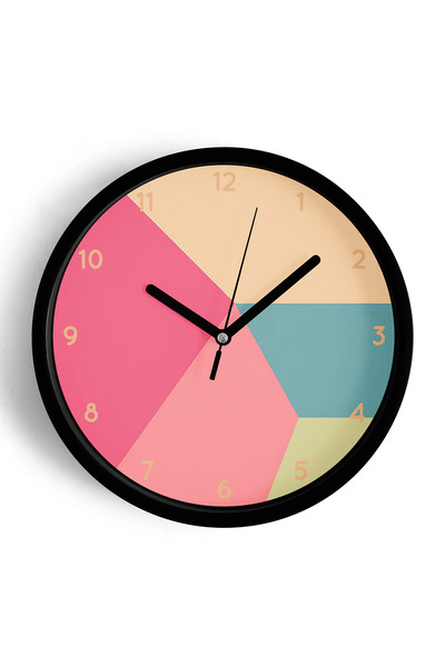 JHAAR Ceas de perete modern cu design geometric - 25 cm - Carcasă neagră cu s...