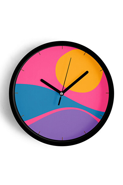 JHAAR Ceas de perete colorat cu design modern - 42 cm - Carcasă neagră cu sti...