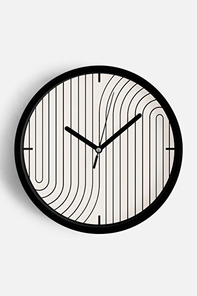 JHAAR Ceas de perete modern cu design abstract - 42 cm - Carcasă neagră cu st...