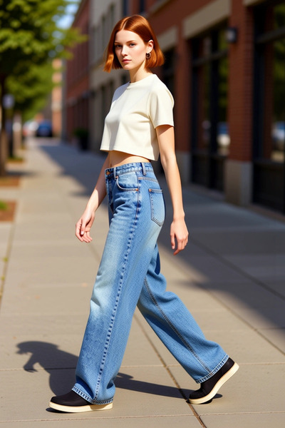 PayBuy Pantaloni de damă, deschis, drept, croială talie înaltă din denim, fun...