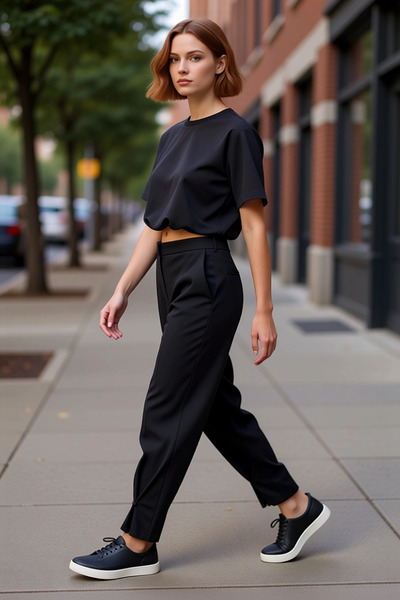 PayBuy Button Detailed Wide Leg Fabric Pants Women Functional Durable Quality Comfortable Modern