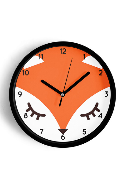 JHAAR Ceas de perete modern pentru camera copiilor Cute Fox - 42cm - Carcasă ...