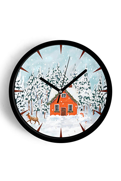 JHAAR Ceas de perete cu design modern, cu tematică de iarnă și zăpadă - 35 cm...