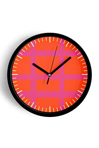 JHAAR Ceas de perete cu design modern - 30 cm - Carcasă neagră cu sticlă fron...