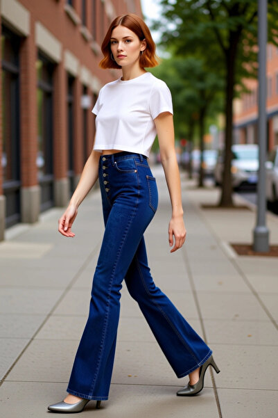 PayBuy Pantaloni de damă cu talie înaltă nasturi, pantaloni evazați, funcțion...