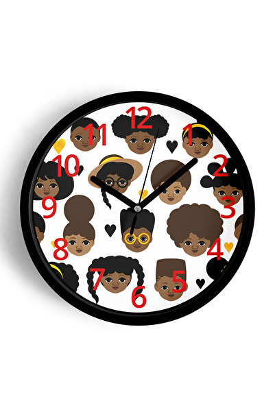 JHAAR Ceas de perete modern pentru camera copiilor - 25cm - Carcasă neagră cu...