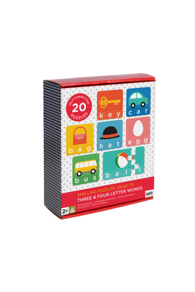 Petit Collage Puzzle-uri de ortografie: Obiecte: Cuvinte din trei și patru li...