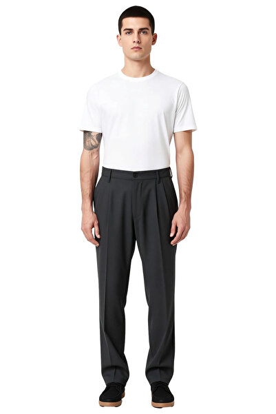 PayBuy Men's Anthracite Pleated Baggy Fit Fabric Trousers Functional Durable Quality Comfortable Stylish