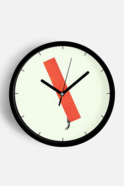 JHAAR Ceas de perete modern cu design abstract - 35 cm - Carcasă neagră cu st...