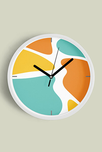 JHAAR Ceas de perete cu design modern - 35 cm - Carcasă albă cu sticlă fronta...