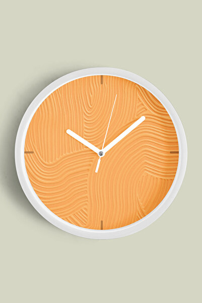 JHAAR Ceas de perete modern cu aspect de ipsos abstract - 35 cm - Carcasă alb...