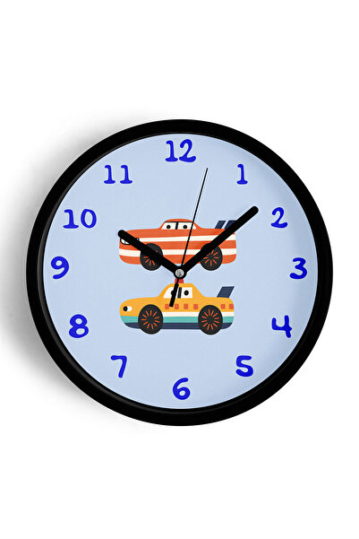 JHAAR Ceas de perete pentru camera copiilor cu design auto - 25 cm - Carcasă ...