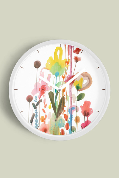 JHAAR Ceas de perete cu design modern - 25 cm - Carcasă albă cu sticlă fronta...