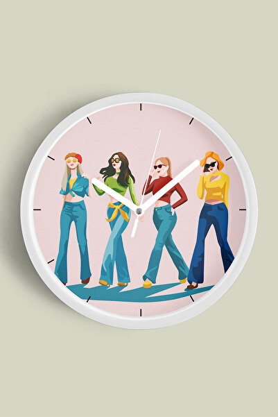 JHAAR ساعة حائط عصرية بتصميم رائع للنساء - 35 سم - هيكل أبيض مع زجاج أمامي - ...