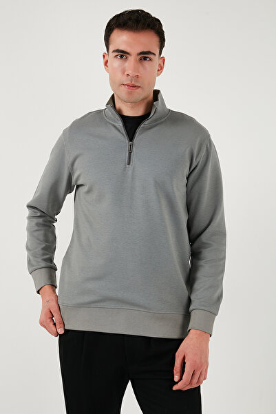 Buratti Cotton Regular Fit Half Zipper Stand Collar Sweat Men's Sweat 5905470