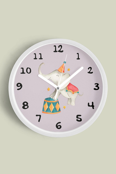 JHAAR Ceas de perete drăguț cu elefant pentru camera copiilor - 42 cm - Carca...
