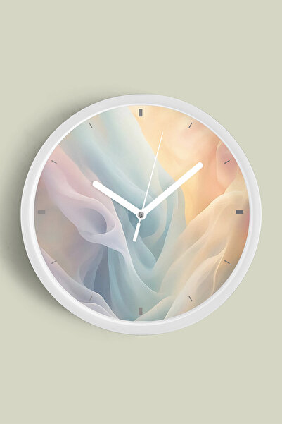JHAAR ساعة حائط حديثة بتصميم ألوان تجريدية - 35 سم - هيكل أبيض مع زجاج أمامي ...