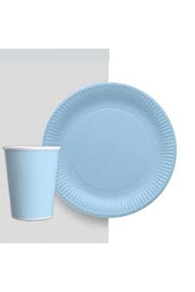 ZENVİVA 8 Blue Plates, 8 Blue Cups