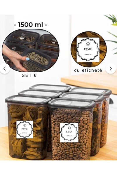 Mira Home SET OF 6 RECTANGULAR CONTAINERS WITH LABEL – 1500 ML