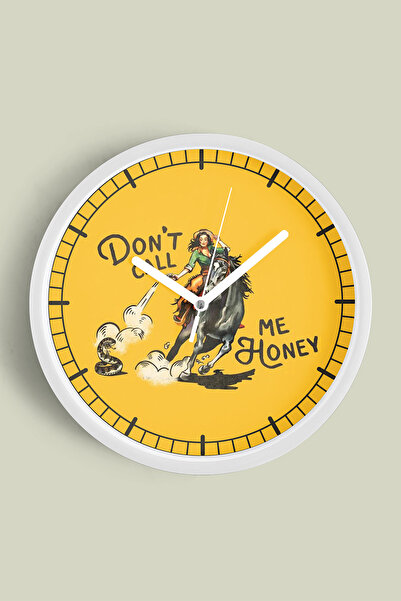 JHAAR ساعة حائط حديثة بتصميم حصان رعاة البقر - 35 سم - هيكل أبيض مع زجاج أمام...