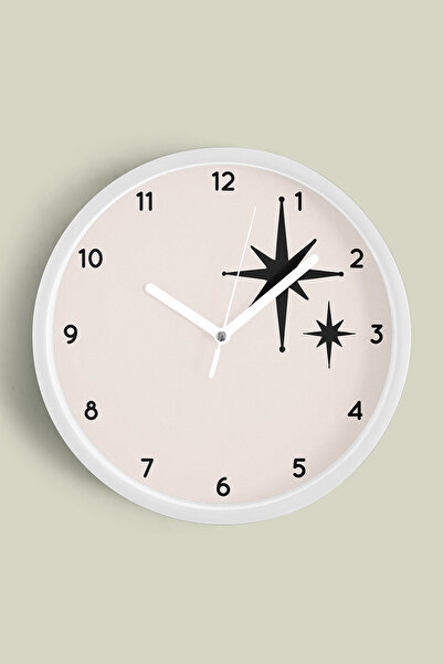 JHAAR Ceas de perete cu design modern - 30 cm - Carcasă albă cu sticlă fronta...